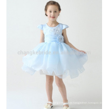 Baby Blue First Communion Kleider für Mädchen Cap Sleeve Ballkleid Blumenmädchen Kleid mit Big Bow